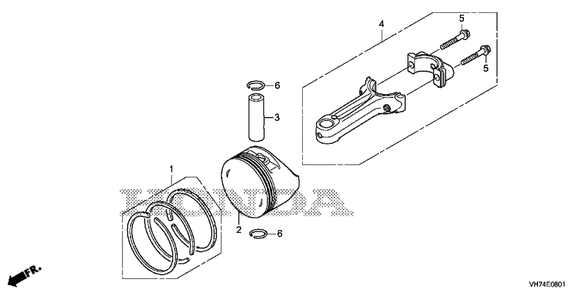 Piston-Connecting Rod (Hrx217k6) Diagram and Parts List for HRX217K6 (Type  HYA)(MAMA-1000001 - 9999999) Honda Lawn Mower