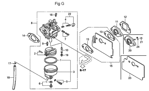Fig-7 Diagram and Parts List for GC160A Type QHAF Honda Engine