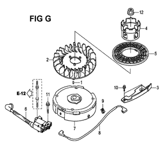Fig-7 Diagram and Parts List for GCV190LA Type N5RB Honda Engine
