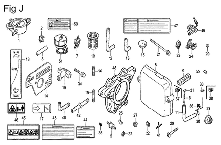 Fig-10 Diagram and Parts List for GX100U Type VEG Honda Engine