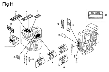 Fig-8 Diagram and Parts List for GC160 Type QHU Honda Engine