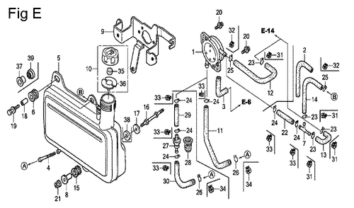 Fig-5 Diagram and Parts List for GC160 Type VXU Honda Engine