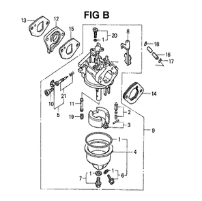 Fig-9 Diagram and Parts List for GXV120 Type A21 Honda Engine