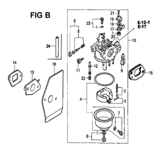 Fig-5 Diagram and Parts List for GXV160K1 Type N5 Honda Engine