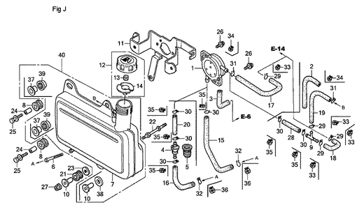Fig-10 Diagram and Parts List for GC190A Type QEA Honda Engine