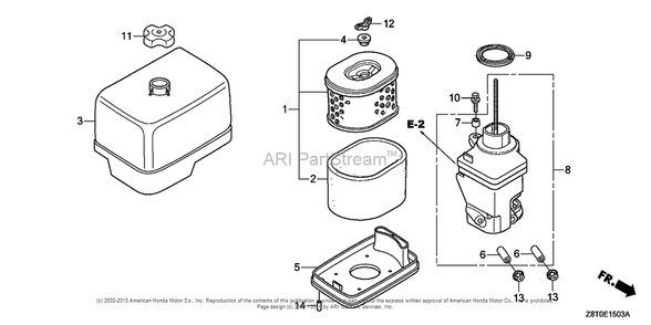 Air Cleaner (4) Diagram and Parts List for GX340UT2 (typePKT2)(GCBET-1000001) Honda Engine