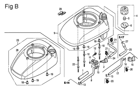 Fig-2 Diagram and Parts List for GSV190A Type A4G7 Honda Engine