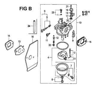 Fig-4 Diagram and Parts List for GXV160K1 Type N6 Honda Engine