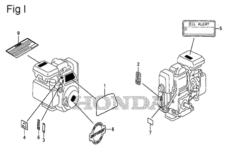 Fig-9 Diagram and Parts List for GS190A Type VXE Honda Engine
