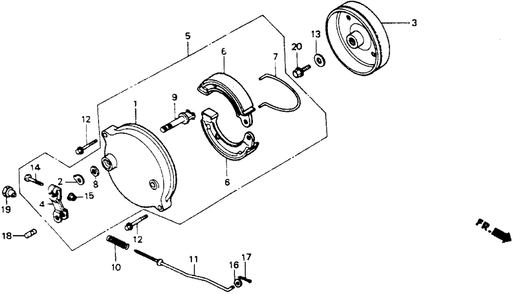 Brake Diagram and Parts List for HT-R3811 (Type  SA)(MABT-5000001 - 9999999) Honda Lawn Mower