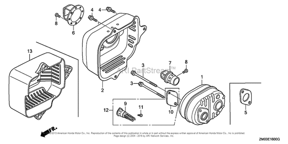 Muffler(2) Diagram and Parts List for GCV160LE (typeA2A9)(GJAAE-2075803) Honda Engine