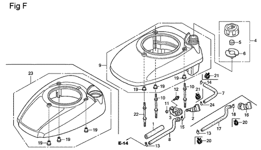 Fig-6 Diagram and Parts List for GSV190A Type N1AF Honda Engine