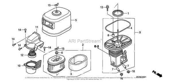 Air Cleaner (2) Diagram and Parts List for GX390UT2 (typeSMXC)(GCBCT-1000001) Honda Engine