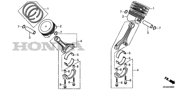 Piston Diagram and Parts List for GX700IRHX (Type BXF)(GCAUH-1000001-9999999) Honda Engine