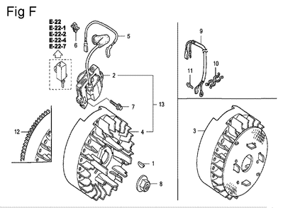Fig-6 Diagram and Parts List for GC135 Type QHP7 Honda Engine