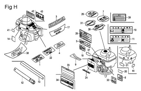 Fig-8 Diagram and Parts List for GCV160A Type A2R Honda Engine