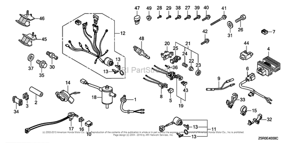 Other Parts (Combination Switch) Diagram and Parts List for GX390U2 (typeSM32)(GCBHK-1000001) Honda Engine
