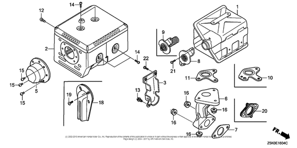 Muffler (5) Diagram and Parts List for GX270UT2 (typeSMRB)(GCBGT-1000001) Honda Engine