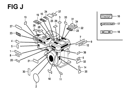 Fig-10 Diagram and Parts List for GX120K1 Type SJ Honda Engine