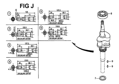 Fig-9 Diagram and Parts List for GXV140 Type N1U Honda Engine