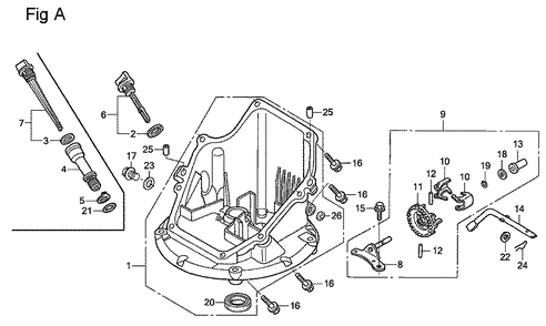 Fig-1 Diagram and Parts List for GSV190A Type A1C Honda Engine