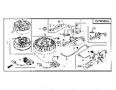 Flywheel Diagram and Parts List for GCV160-LA0S3-ED  Honda Engine