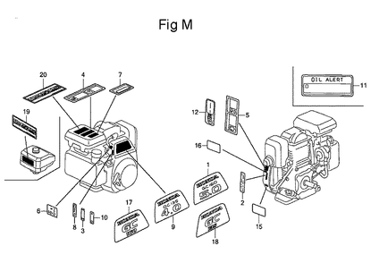 Fig-13 Diagram and Parts List for GC160 Type QHA Honda Engine
