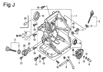 Fig-10 Diagram and Parts List for GC135 Type SHE Honda Engine