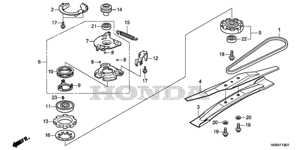 Rotary Blade (2) Diagram and Parts List for HRN216 (Type  VYAA)(MANA-1000001 - 9999999) Honda Lawn Mower