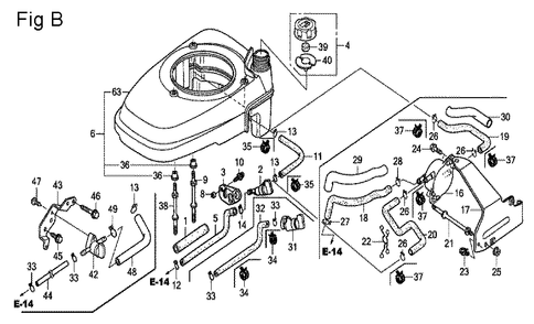 Fig-2 Diagram and Parts List for GCV160A Type N5AF Honda Engine