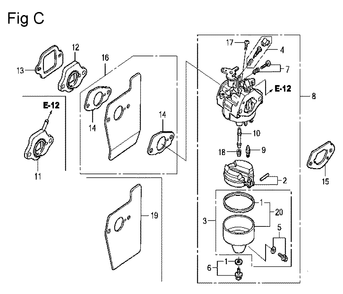 Fig-3 Diagram and Parts List for GCV160LE Type A7H1 Honda Engine