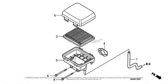 Air Cleaner Diagram and Parts List for GC160LA (typeQDE)(GCAHA-3599750) Honda Engine