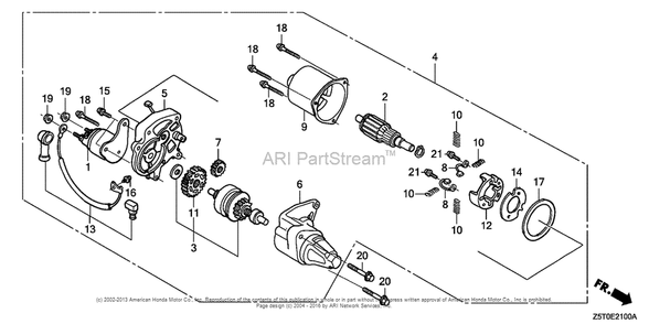 Starter Motor (1) Diagram and Parts List for GX390UT2 (typeSM32)(GCBCT-1000001) Honda Engine
