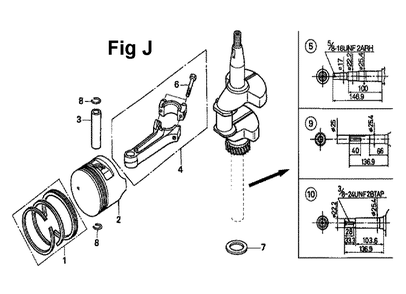 Fig-8 Diagram and Parts List for GXV160A1 Type A12 Honda Engine
