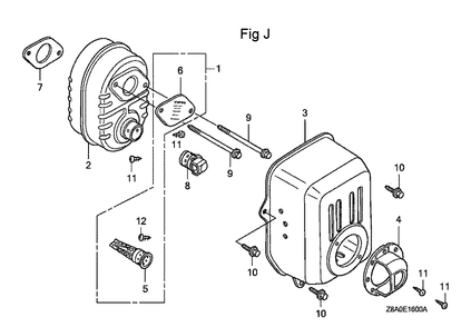 Fig-10 Diagram and Parts List for GC160LA Type QHC Honda Engine
