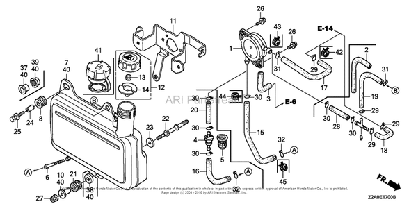 Fuel Tank + Fuel Pump Diagram and Parts List for GS160LA (typeQHAF)(GCABA-1000001) Honda Engine