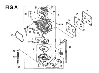 Fig-13 Diagram and Parts List for GXV530 Type PXA1 Honda Engine