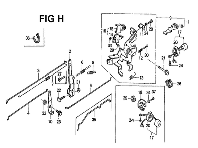 Fig-9 Diagram and Parts List for GXV340K1 Type DX Honda Engine