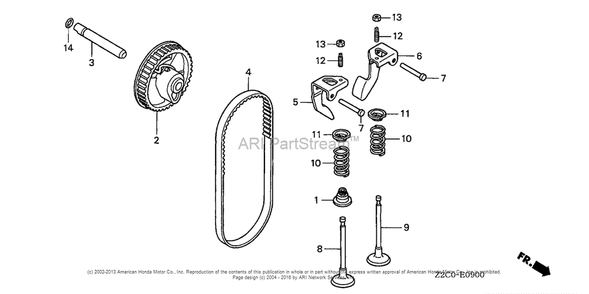 Camshaft Diagram and Parts List for GS190LA (typeQHAF)(GCACA-1000001) Honda Engine