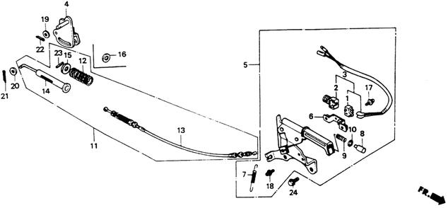 Parking Brake Lever Diagram and Parts List for HT-R3009K1 (Type  SA)(MA1T-5100001 - 9999999) Honda Lawn Mower