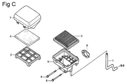 Fig-3 Diagram and Parts List for GS190A Type QBA Honda Engine