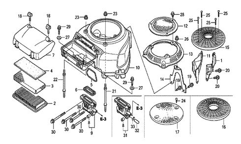Fig-0 Diagram and Parts List for GXV530R Type QXU3 Honda Engine