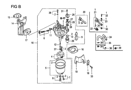 Fig-15 Diagram and Parts List for GX160U1 Type QCL Honda Engine