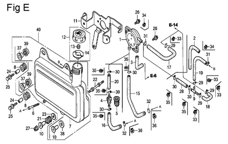 Fig-5 Diagram and Parts List for GC190A Type QHKF Honda Engine