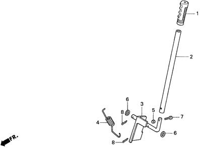 P.T.O. Clutch Lever Diagram and Parts List for H1011R (Type  SA)(MZAW-6000001 - 6100000) Honda Lawn Mower