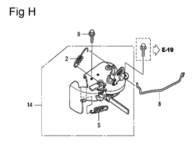 Fig-8 Diagram and Parts List for GCV190A Type S1A Honda Engine