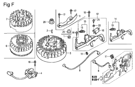 Fig-6 Diagram and Parts List for GCV160LA Type A2R Honda Engine
