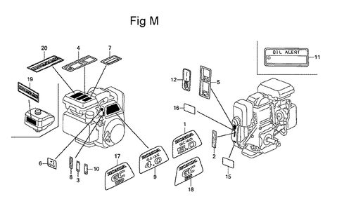 Fig-14 Diagram and Parts List for GC135 Type WKT2 Honda Engine