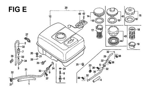 Fig-5 Diagram and Parts List for GX120K1 Type QA Honda Engine