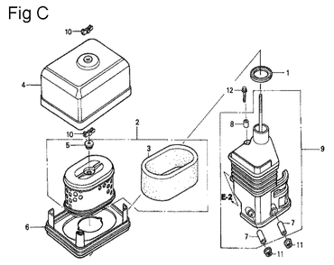 Fig-1 Diagram and Parts List for GX200 Type VX Honda Engine